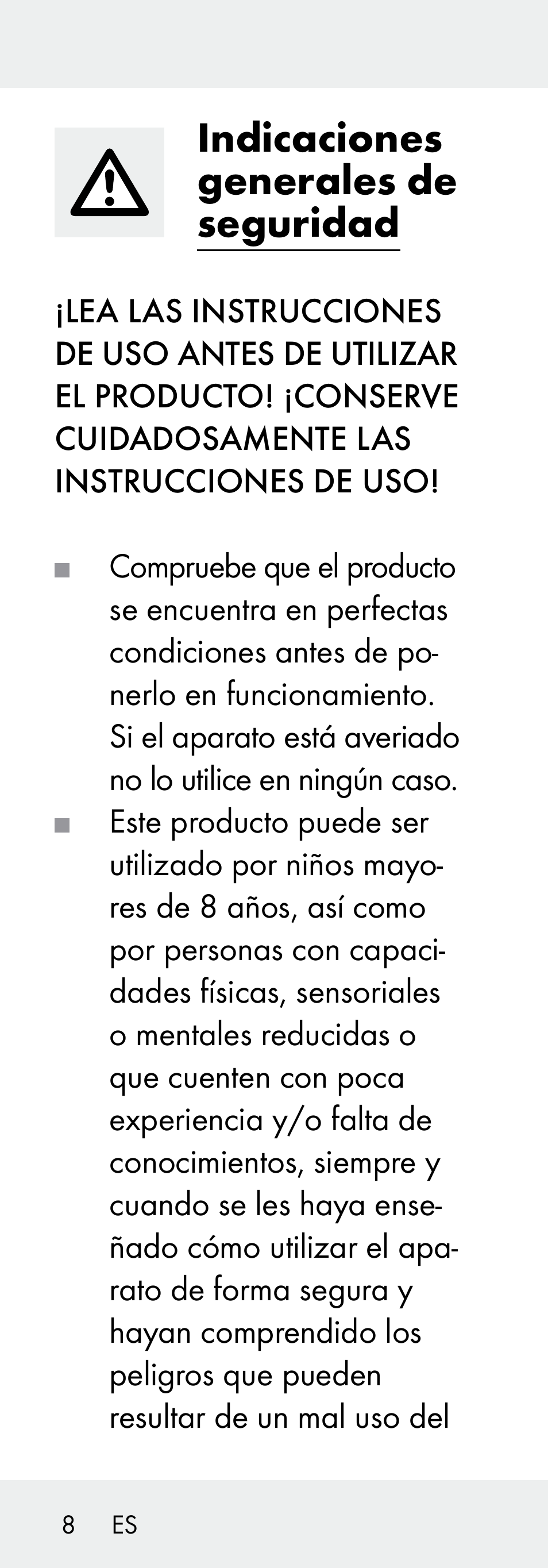 Indicaciones generales de seguridad | Livarno Z31730A/Z31730B User Manual | Page 8 / 68