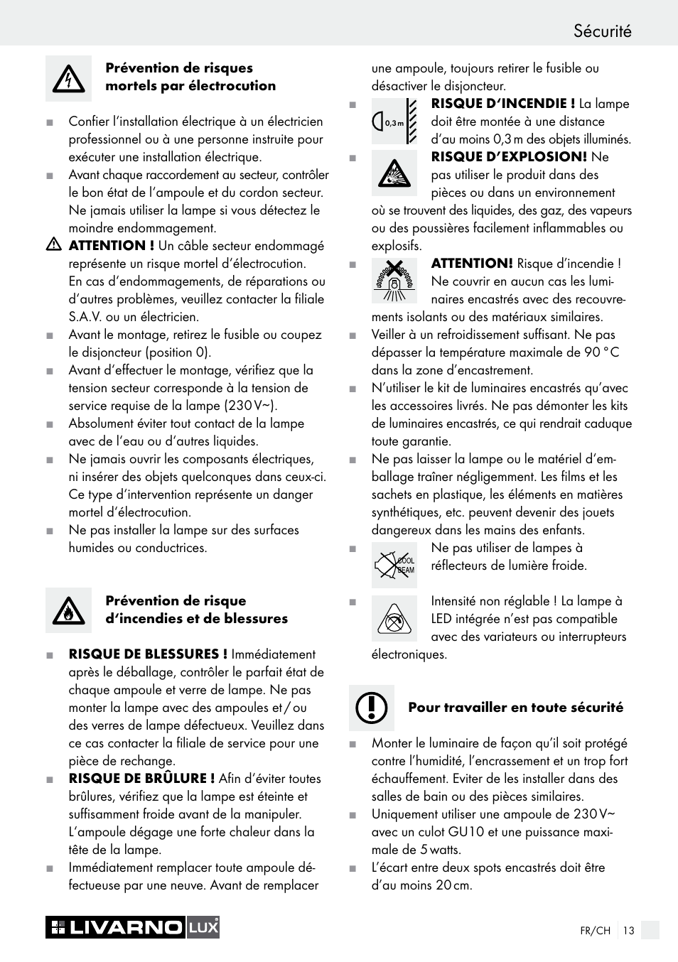 Sécurité | Livarno 7226 User Manual | Page 13 / 29