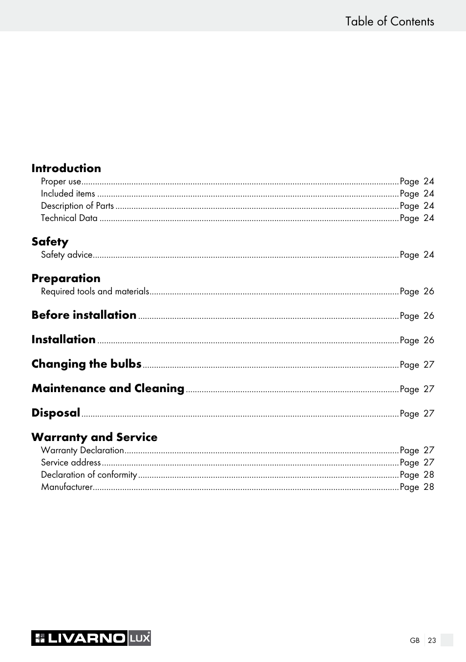Livarno 7226 User Manual | Page 23 / 29