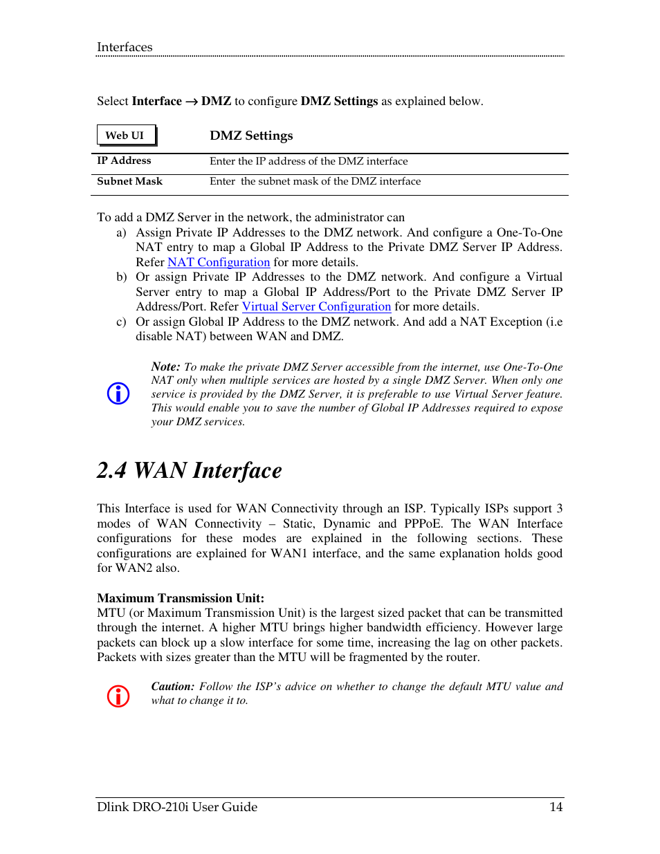 Nterface, 4 wan interface | D-Link DRO-210i User Manual | Page 14 / 78