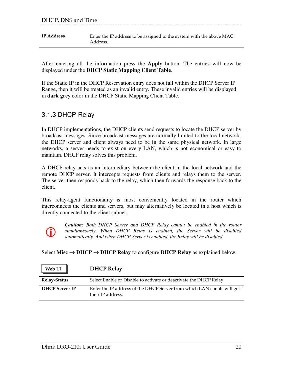 3 dhcp relay | D-Link DRO-210i User Manual | Page 20 / 78