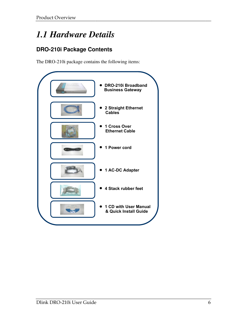 Ardware, Etails, 1 hardware details | D-Link DRO-210i User Manual | Page 6 / 78