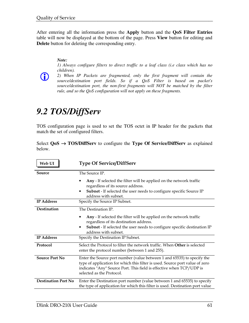 Tos/d, 2 tos/diffserv | D-Link DRO-210i User Manual | Page 61 / 78
