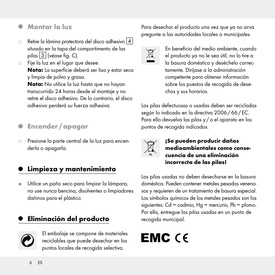 Montar la luz, Encender / apagar, Limpieza y mantenimiento | Eliminación del producto | Livarno Z29538A /Z29538B User Manual | Page 6 / 19