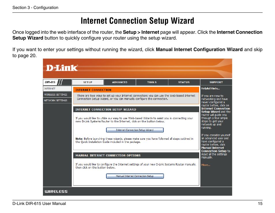 Internet connection setup wizard | D-Link DIR-615 User Manual | Page 15 / 117