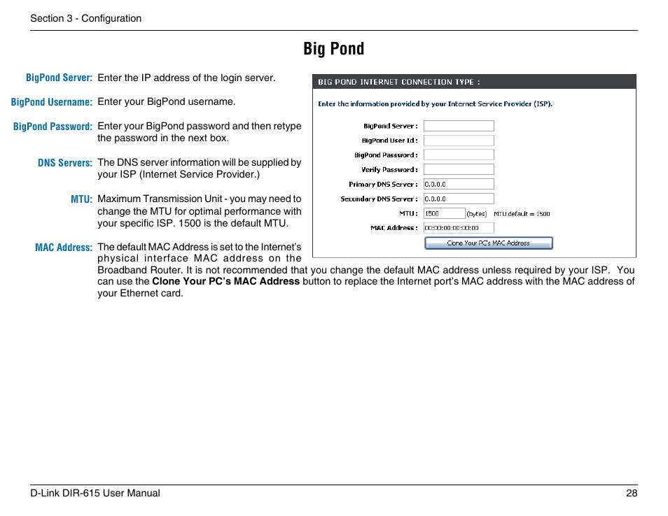 Big pond | D-Link DIR-615 User Manual | Page 28 / 117
