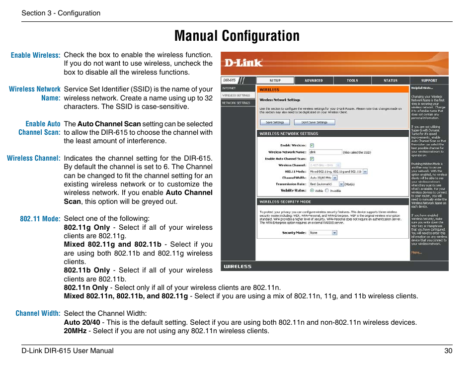 Manual configuration | D-Link DIR-615 User Manual | Page 30 / 117