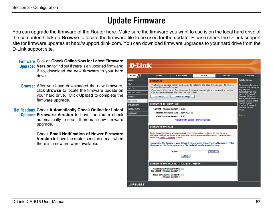 Update firmware | D-Link DIR-615 User Manual | Page 57 / 117