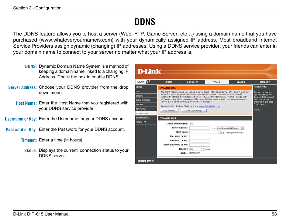 Ddns | D-Link DIR-615 User Manual | Page 58 / 117
