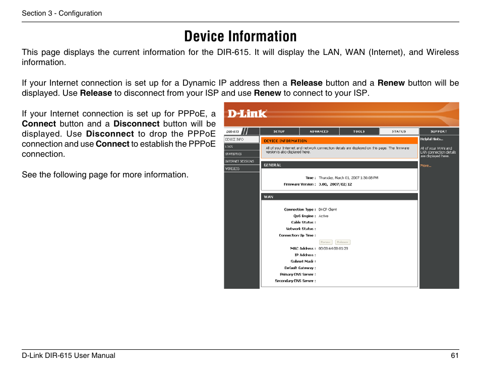 Device information | D-Link DIR-615 User Manual | Page 61 / 117
