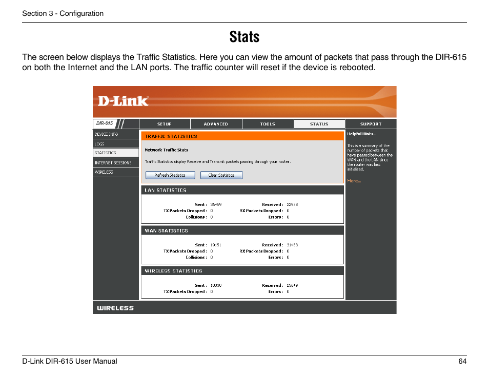 Stats | D-Link DIR-615 User Manual | Page 64 / 117