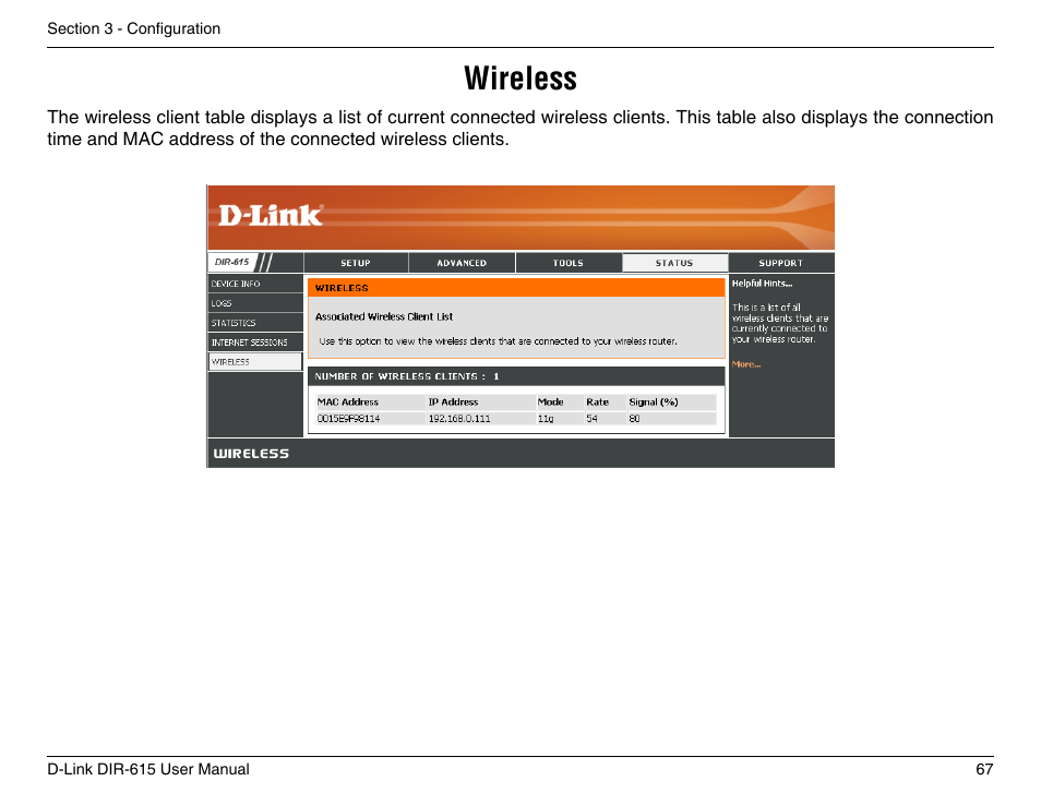 Wireless | D-Link DIR-615 User Manual | Page 67 / 117