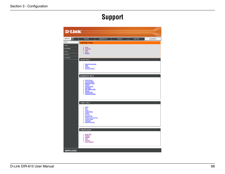 Support | D-Link DIR-615 User Manual | Page 68 / 117