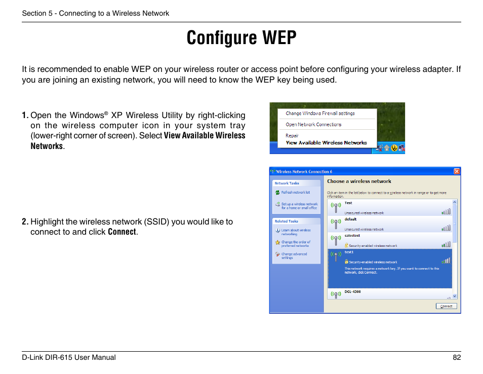 Configure wep | D-Link DIR-615 User Manual | Page 82 / 117