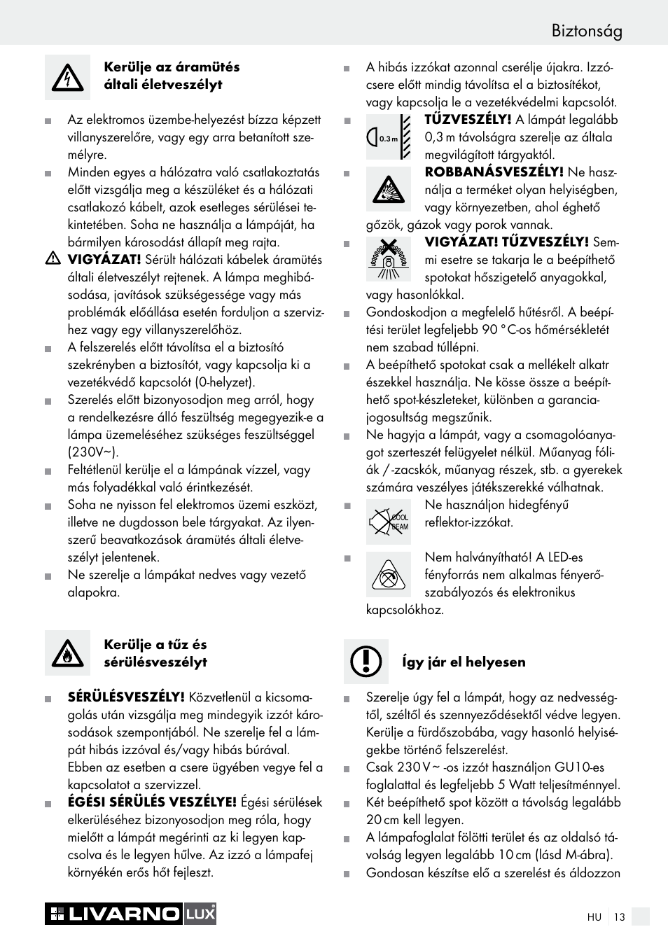 Biztonság | Livarno 7226 User Manual | Page 13 / 43