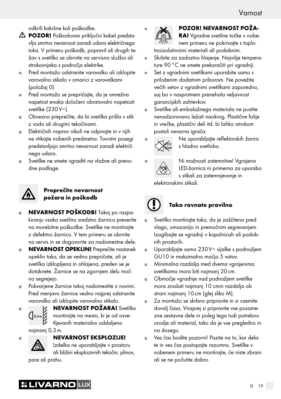 Varnost | Livarno 7226 User Manual | Page 19 / 43