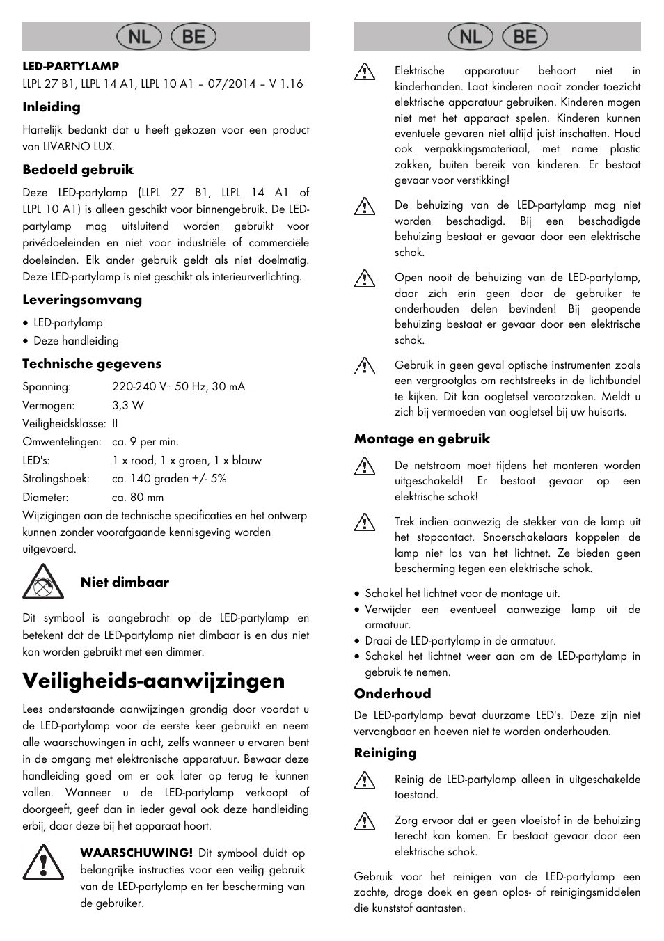 Veiligheids-aanwijzingen | Livarno LED PARTY LIGHT User Manual | Page 11 / 14