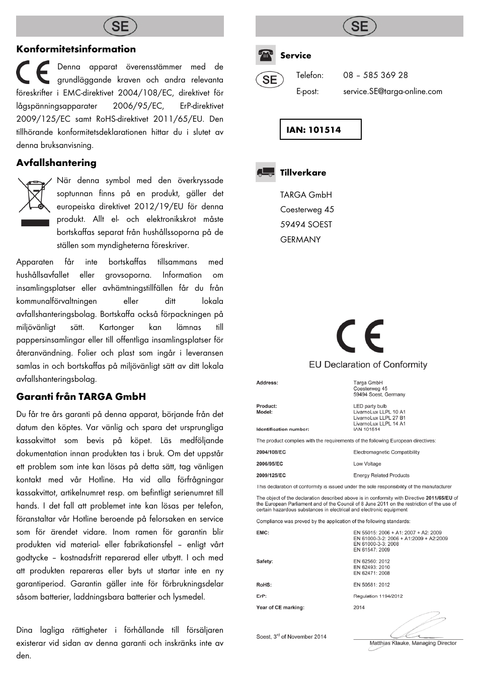 Livarno LED PARTY LIGHT User Manual | Page 6 / 14