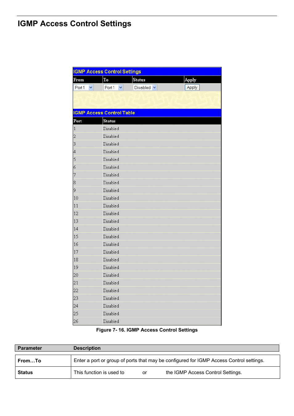 Igmp access control settings | D-Link DES-3018 User Manual | Page 113 / 260