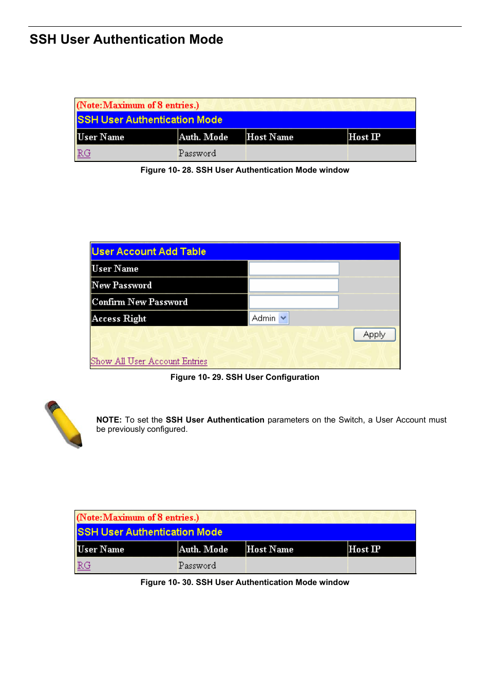 Ssh user authentication mode | D-Link DES-3018 User Manual | Page 176 / 260