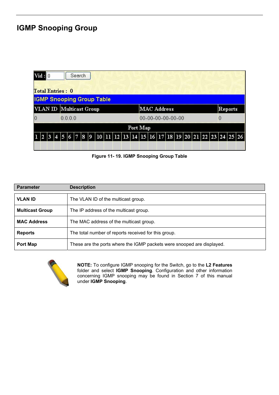 Igmp snooping group | D-Link DES-3018 User Manual | Page 197 / 260