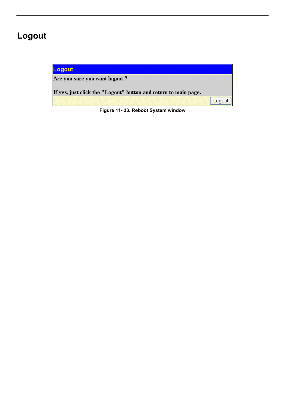 Logout | D-Link DES-3018 User Manual | Page 212 / 260