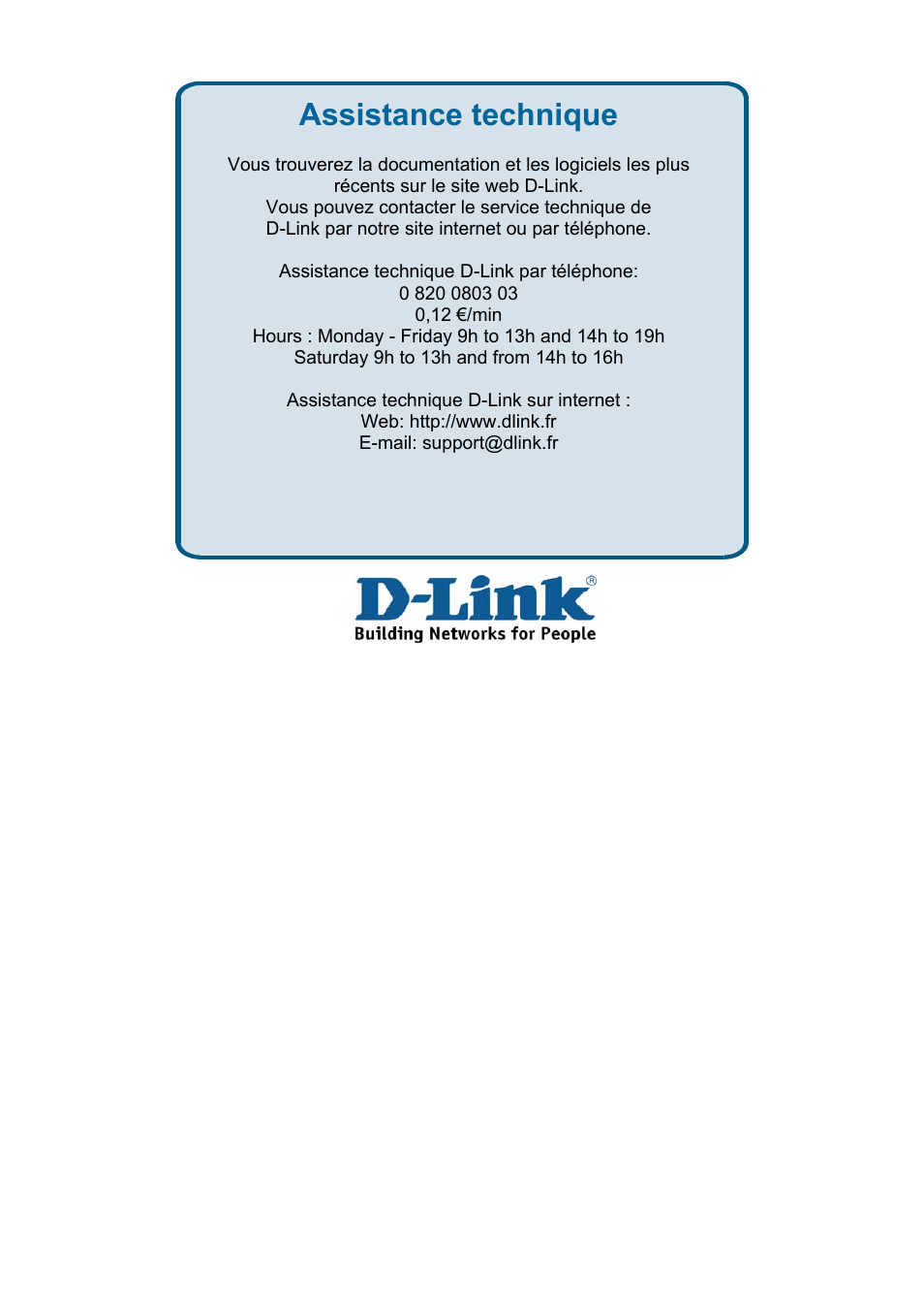 Assistance technique | D-Link DES-3018 User Manual | Page 234 / 260