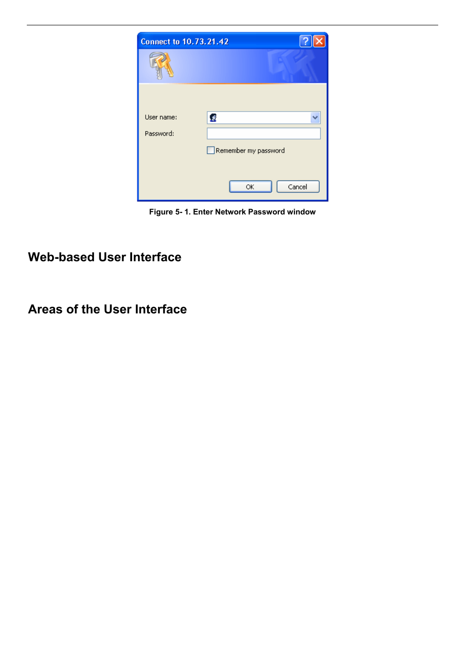 Web-based user interface, Areas of the user interface | D-Link DES-3018 User Manual | Page 36 / 260