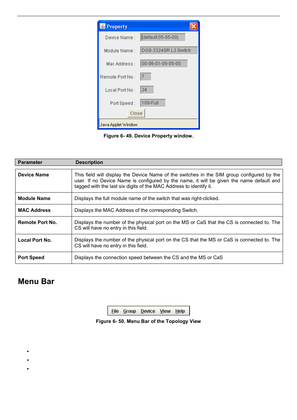 Menu bar, File | D-Link DES-3018 User Manual | Page 81 / 260