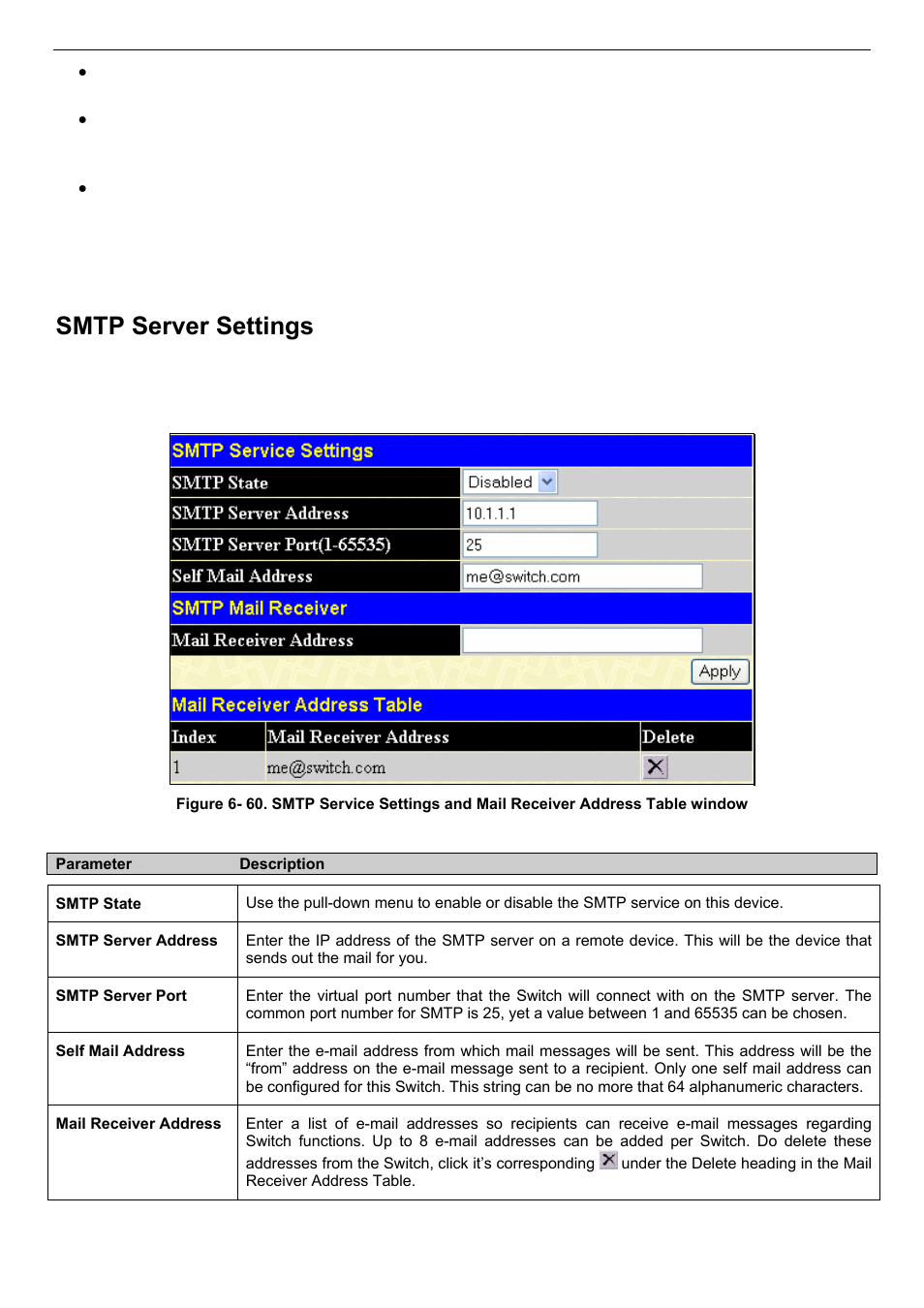 Smtp server settings | D-Link DES-3018 User Manual | Page 89 / 260