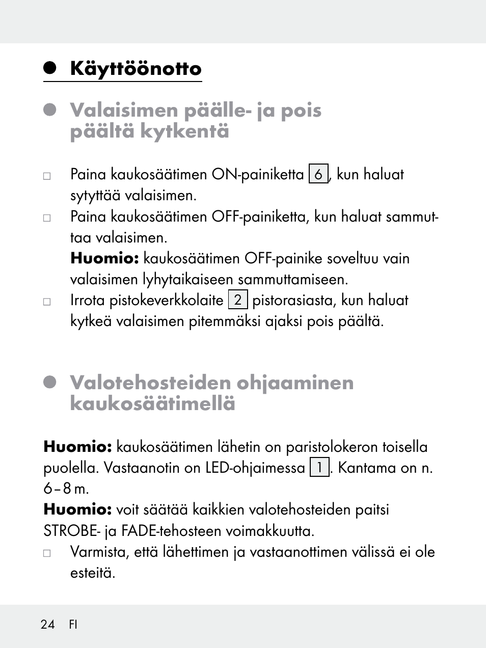 Valotehosteiden ohjaaminen kaukosäätimellä | Livarno 102618-14-01-BS User Manual | Page 24 / 101