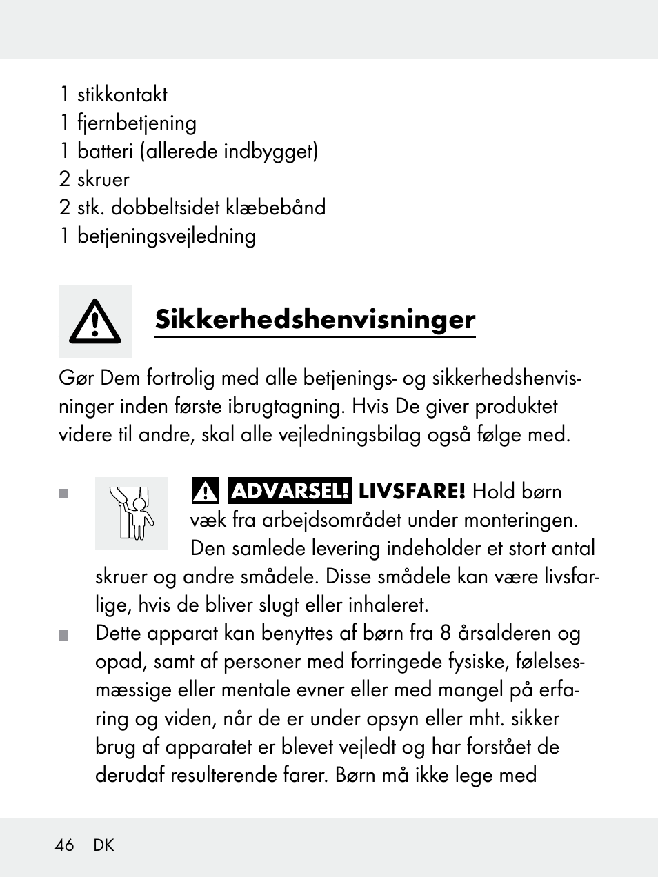 Sikkerhedshenvisninger | Livarno 102618-14-01-BS User Manual | Page 46 / 101