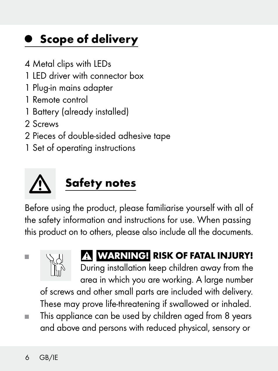 Scope of delivery | Livarno 102618-14-01-BS User Manual | Page 6 / 101