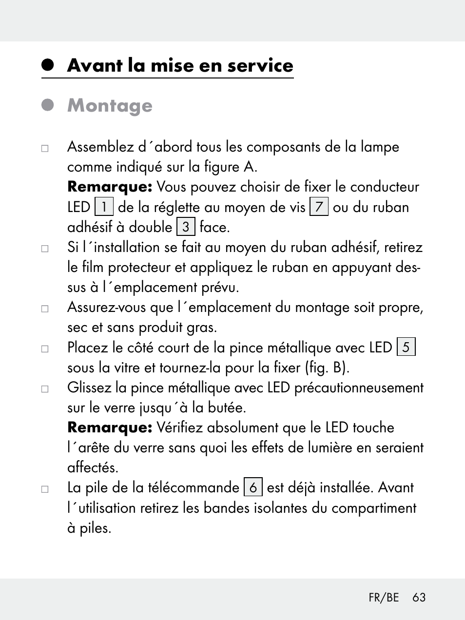 Avant la mise en service montage | Livarno 102618-14-01-BS User Manual | Page 63 / 101