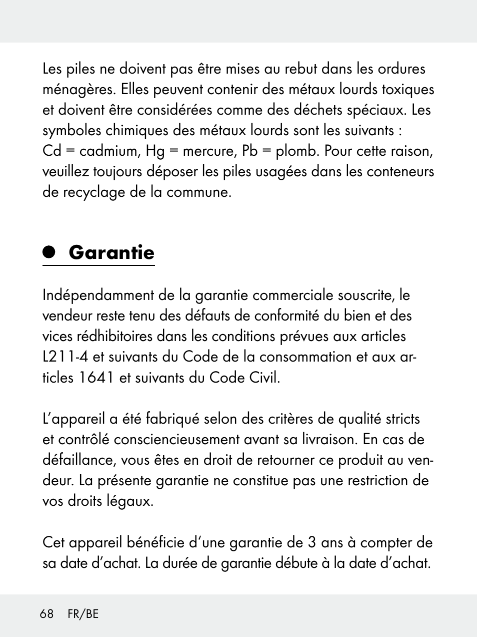 Garantie | Livarno 102618-14-01-BS User Manual | Page 68 / 101