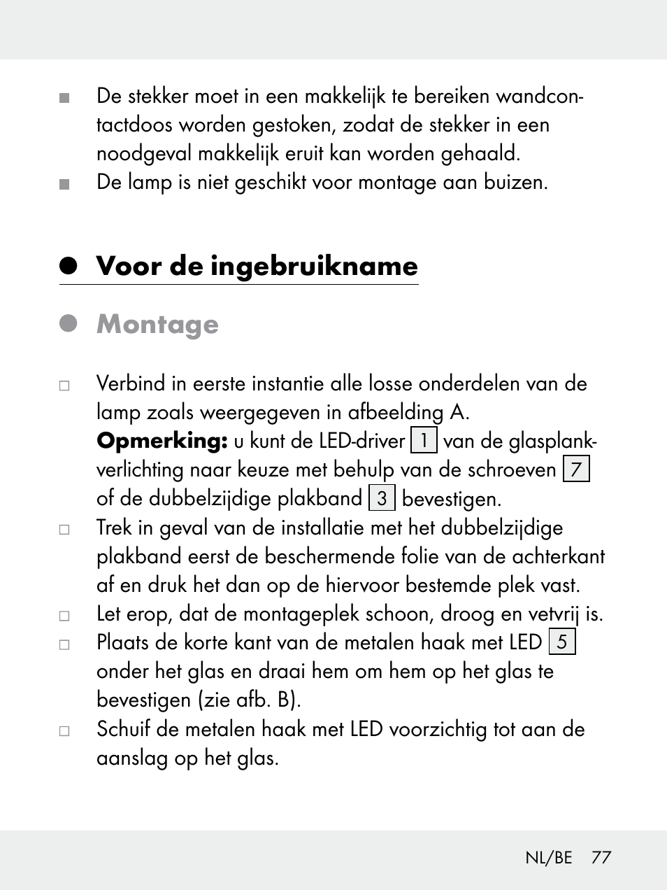 Voor de ingebruikname montage | Livarno 102618-14-01-BS User Manual | Page 77 / 101