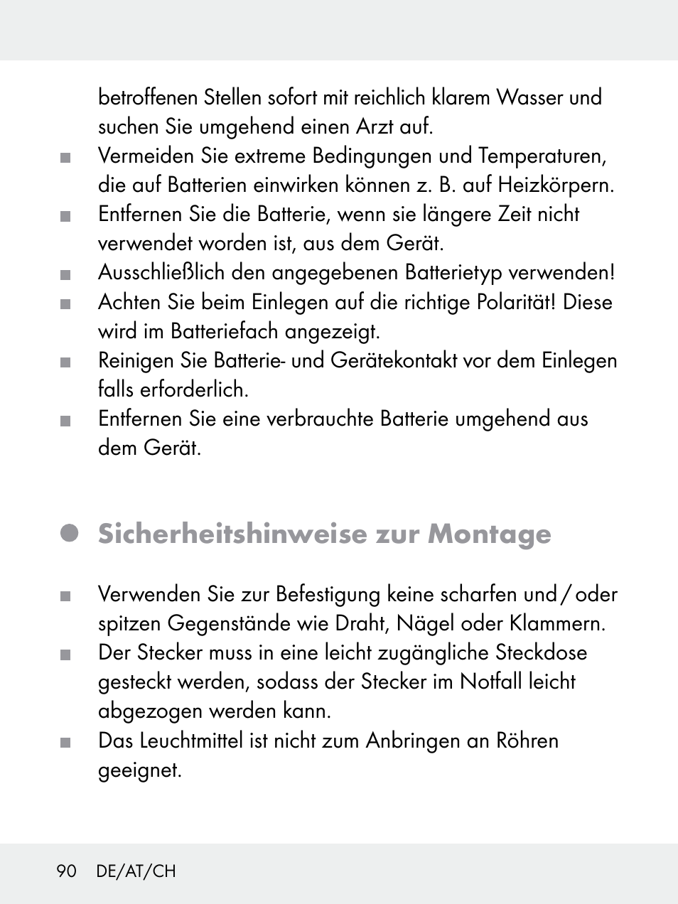Sicherheitshinweise zur montage | Livarno 102618-14-01-BS User Manual | Page 90 / 101