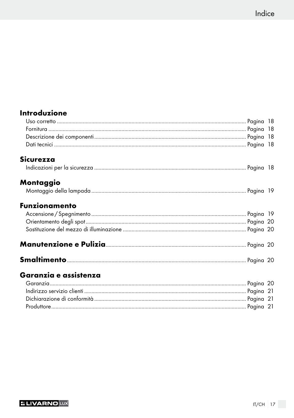 Indice | Livarno 2973-01хE User Manual | Page 17 / 37