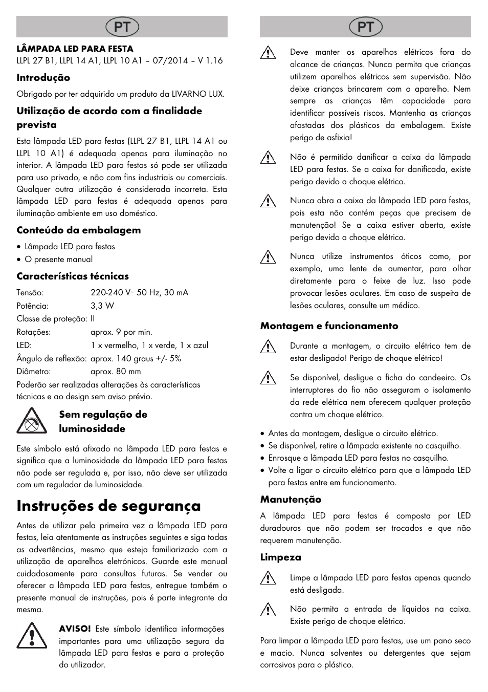 Instruções de segurança | Livarno LED PARTY LIGHT User Manual | Page 5 / 10