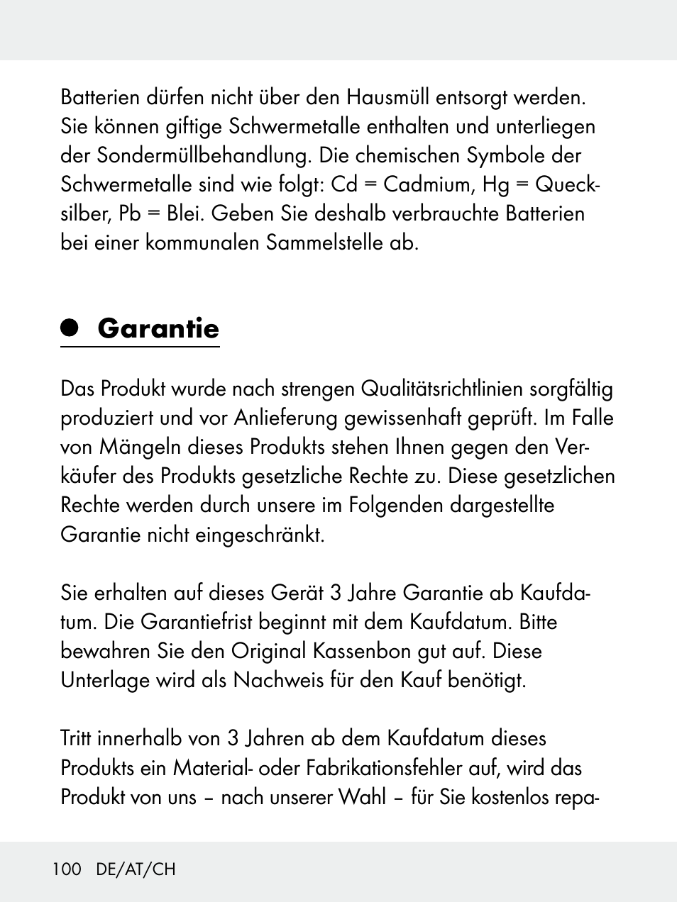 Garantie | Livarno 102618-14-01-BS User Manual | Page 100 / 105