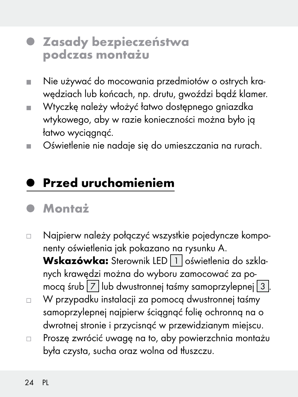 Zasady bezpieczeństwa podczas montażu, Przed uruchomieniem montaż | Livarno 102618-14-01-BS User Manual | Page 24 / 105