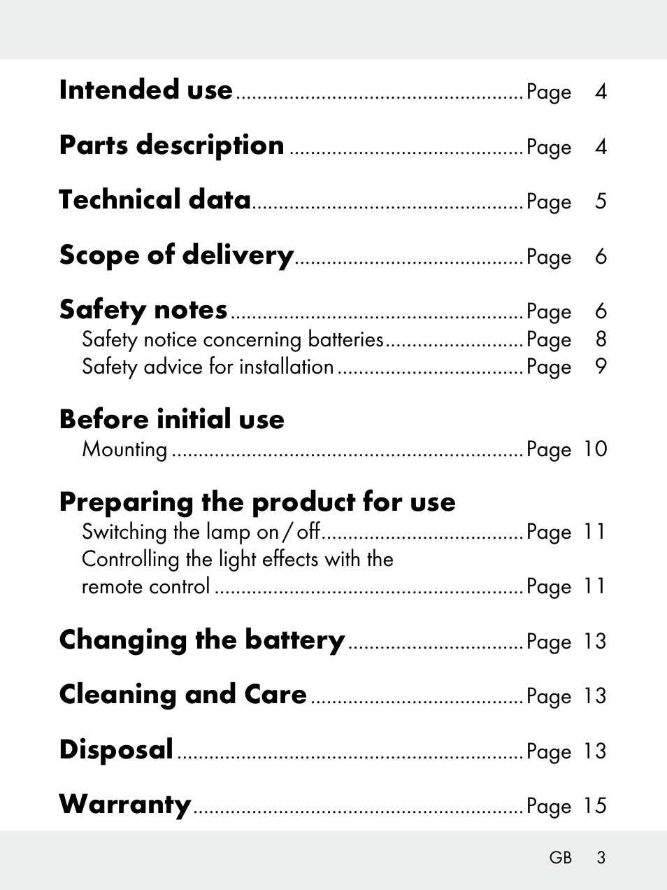 Intended use, Parts description, Technical data | Scope of delivery, Before initial use, Preparing the product for use, Changing the battery, Cleaning and care, Disposal, Warranty | Livarno 102618-14-01-BS User Manual | Page 3 / 105