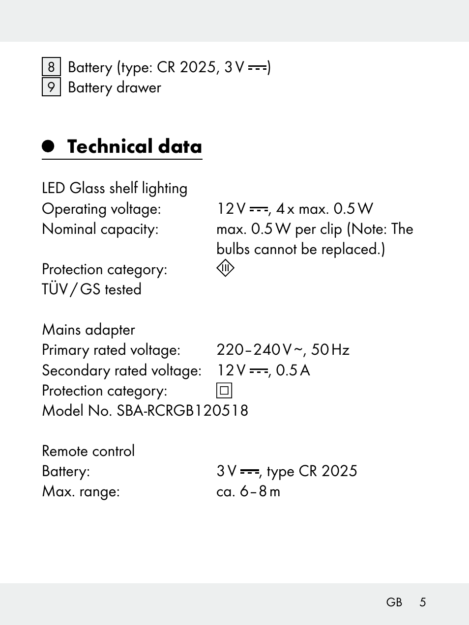 Technical data | Livarno 102618-14-01-BS User Manual | Page 5 / 105