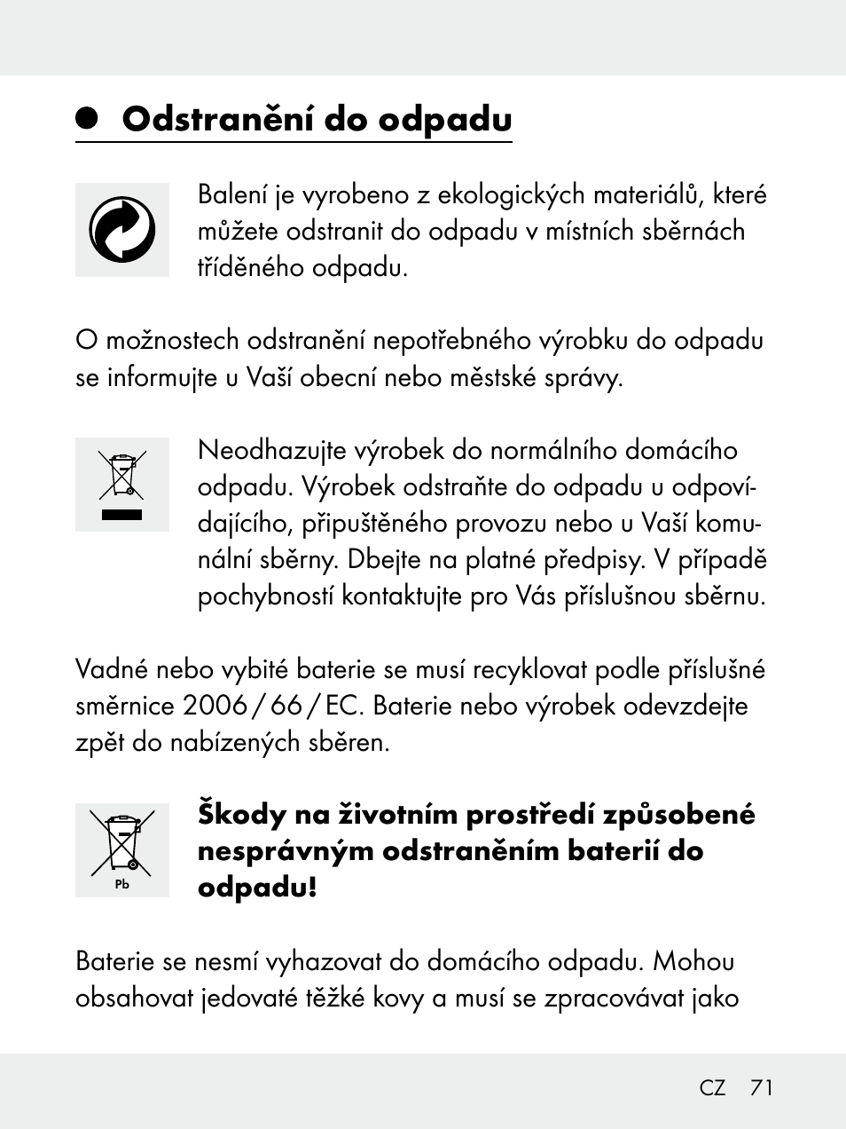Odstranění do odpadu | Livarno 102618-14-01-BS User Manual | Page 71 / 105