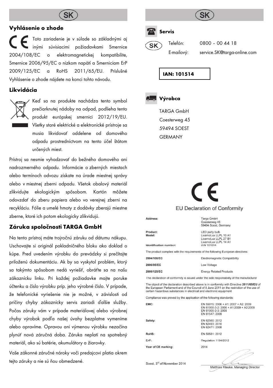 Livarno LED PARTY LIGHT User Manual | Page 12 / 14