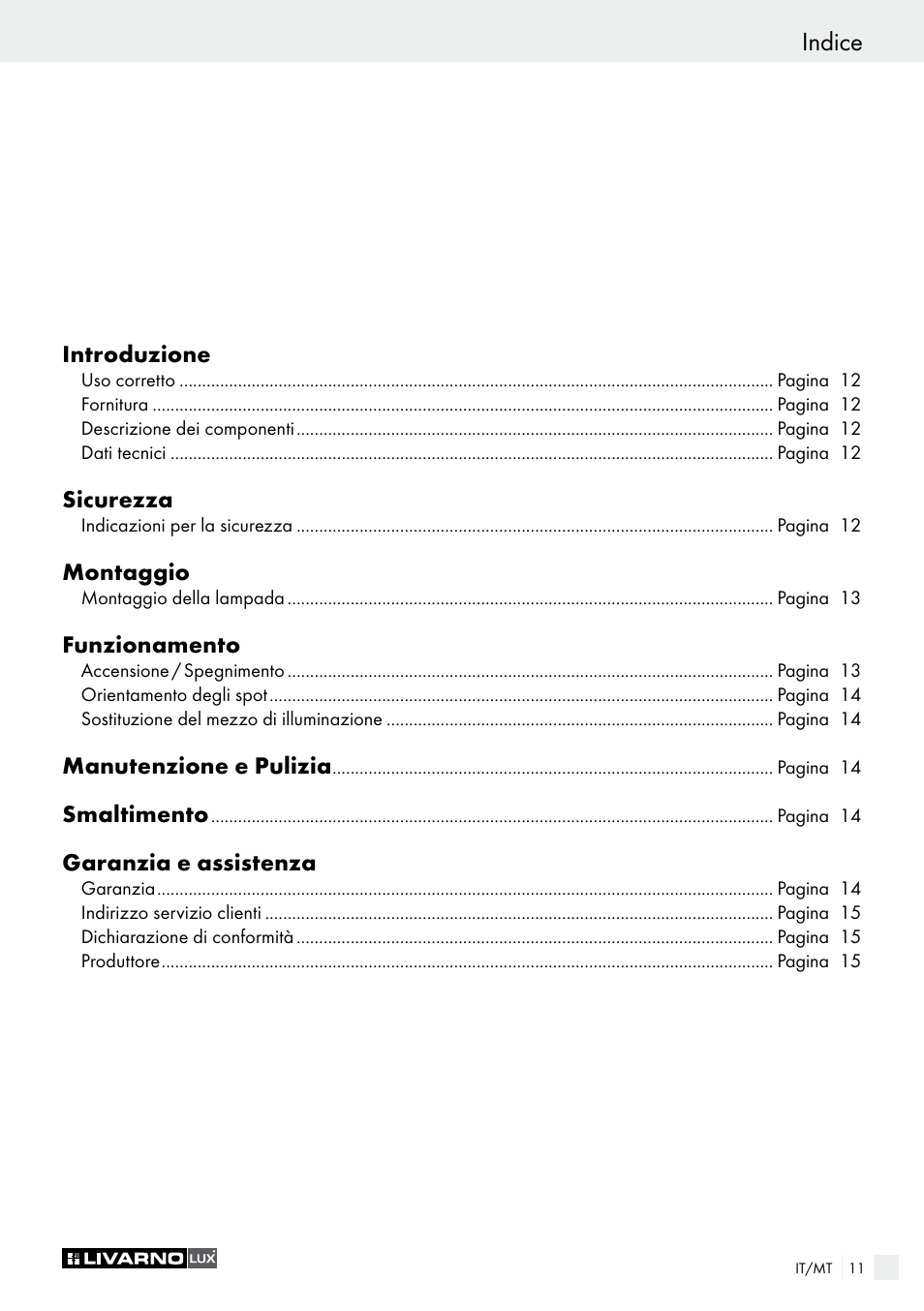 Indice | Livarno 2973-01хE User Manual | Page 11 / 37