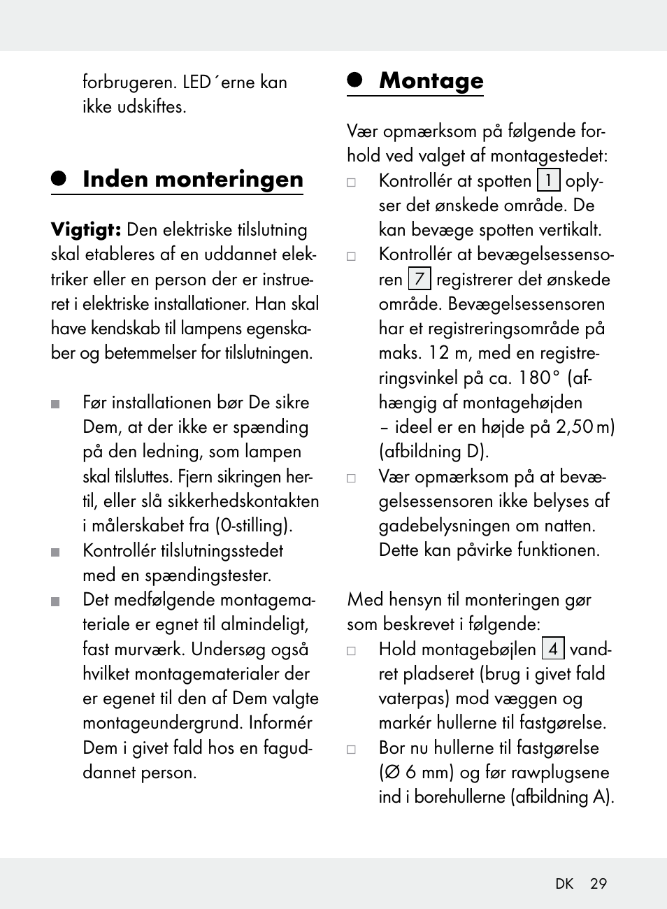 Inden monteringen, Montage | Livarno Z31710A, Z31710B User Manual | Page 29 / 61