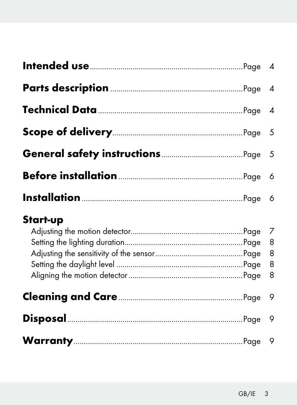 Intended use, Parts description, Technical data | Scope of delivery, General safety instructions, Before installation, Installation, Start-up, Cleaning and care, Disposal | Livarno Z31710A, Z31710B User Manual | Page 3 / 61