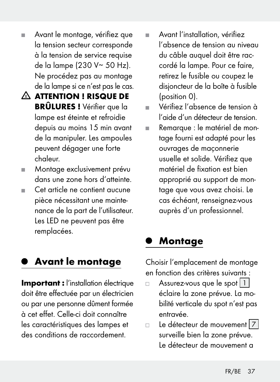 Avant le montage, Montage | Livarno Z31710A, Z31710B User Manual | Page 37 / 61