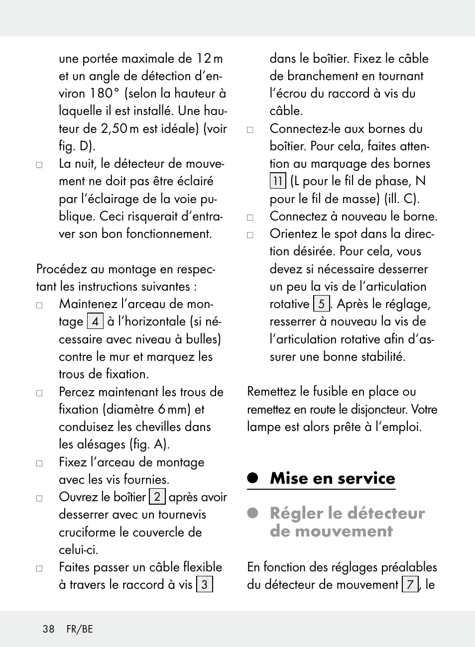 Mise en service régler le détecteur de mouvement | Livarno Z31710A, Z31710B User Manual | Page 38 / 61